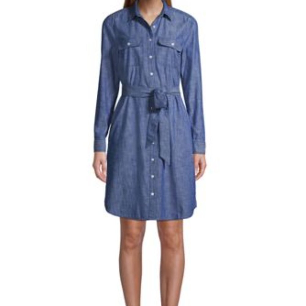 Lands End Women’s Chambray Button Front Shirt Dress,  NWT